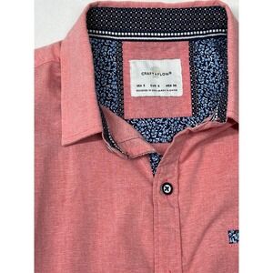 Craft + Flow Mens Short Sleeve‎ Button Down Shirt Casual Pink Floral